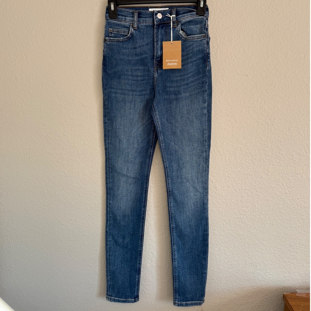 Reformation 23 Harper High Rise Skinny Jeans Destin Wash Capsule Minimalist Eco‎